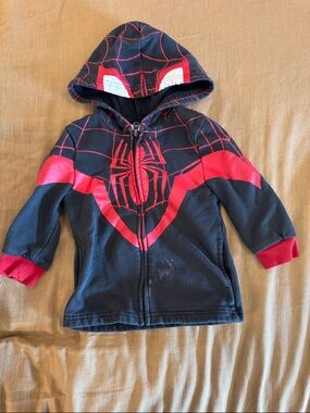 Marvel Spider-Man Kids Hooded Zip Jacket — Black & Red